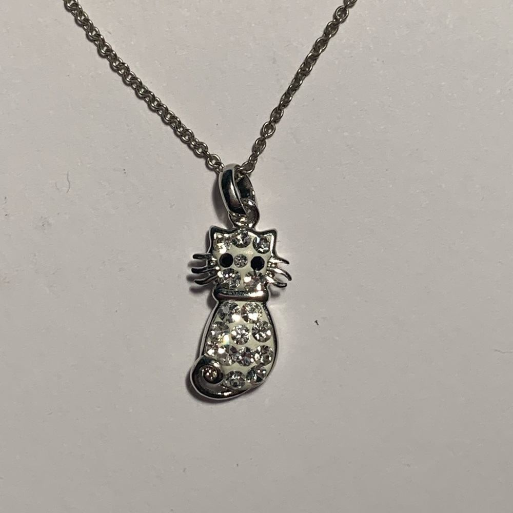 White Cat CZ Necklace